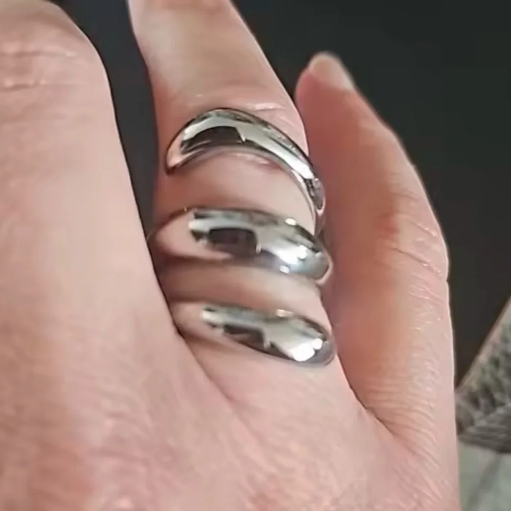 Silver Plated Geometric Ring, Creative, Design, Unique, Tre…